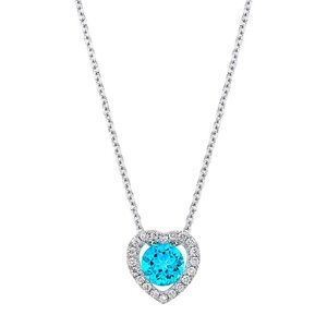Blue Topaz and Diamond 14kt White Gold Heart Necklace 🩵🩵💎💎💎💎💎